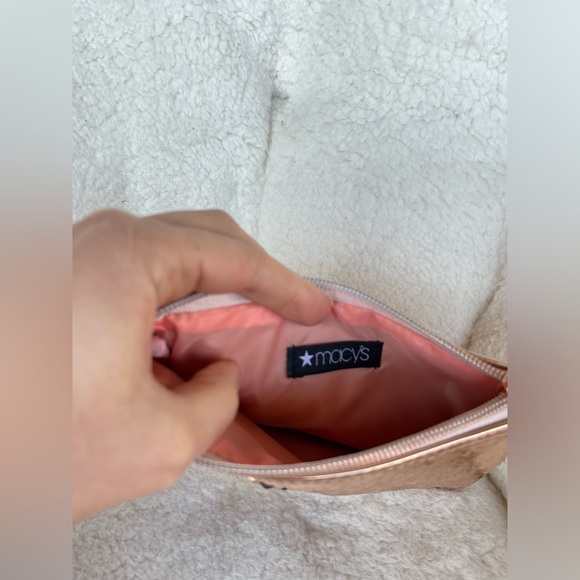 Sequin Rose Gold Clutch Macy's Rose Gold Sequined Cosmetic Pouch - Picture 8 of 9